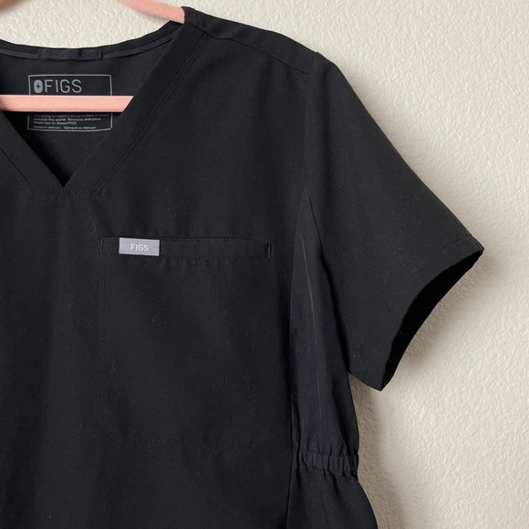 Figs Scrub Top Womens Large Black Octavia Maternity Elastic Waist Short Sleeve - Picture 5 of 12